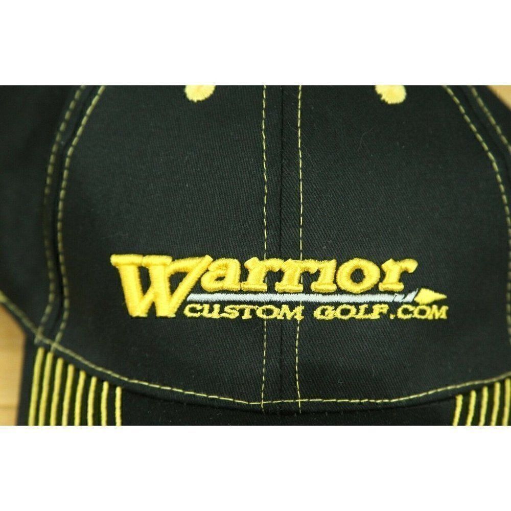 Warrior Custom Hat Golf Strap Back Cap Black Yellow - Picture 2 of 7